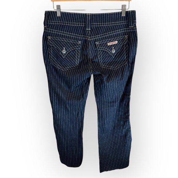 Hudson Low Rise Straight Leg Jean Raw Hem in Striped Dark Wash Womens 30x28 - Picture 2 of 7
